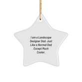 Funny Landscape Designer Gifts for Him - Star Ornament from Dad - 'I Am A Landscape Designer Dad. Just Like A Normal Dad Except Much Cooler.' - Image 1